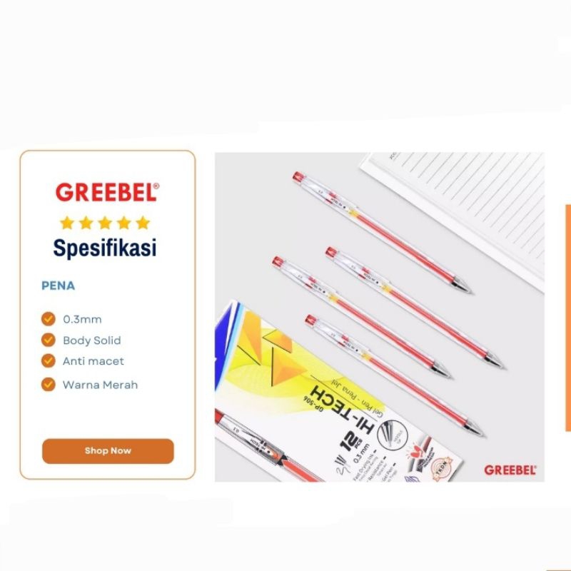 

Pulpen Pena HI TECH 0.3 Merah Greebel Original Isi 12 Pcs/Kotak