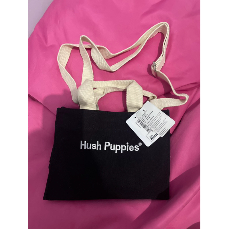 Hush Puppies Canvas Tote Sling Bag S Black Original Tas Wanita Kanvas