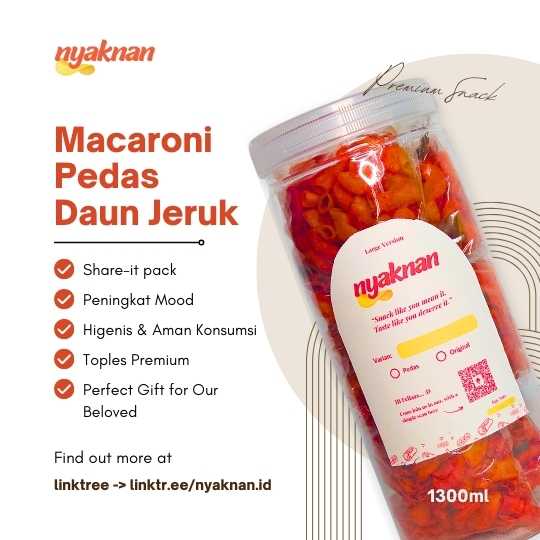 

Nyaknan Makroni Daun Jeruk Banyak Rempah Gurih Pedas / Original Kriuk Spicy Mac & Lime Leaves