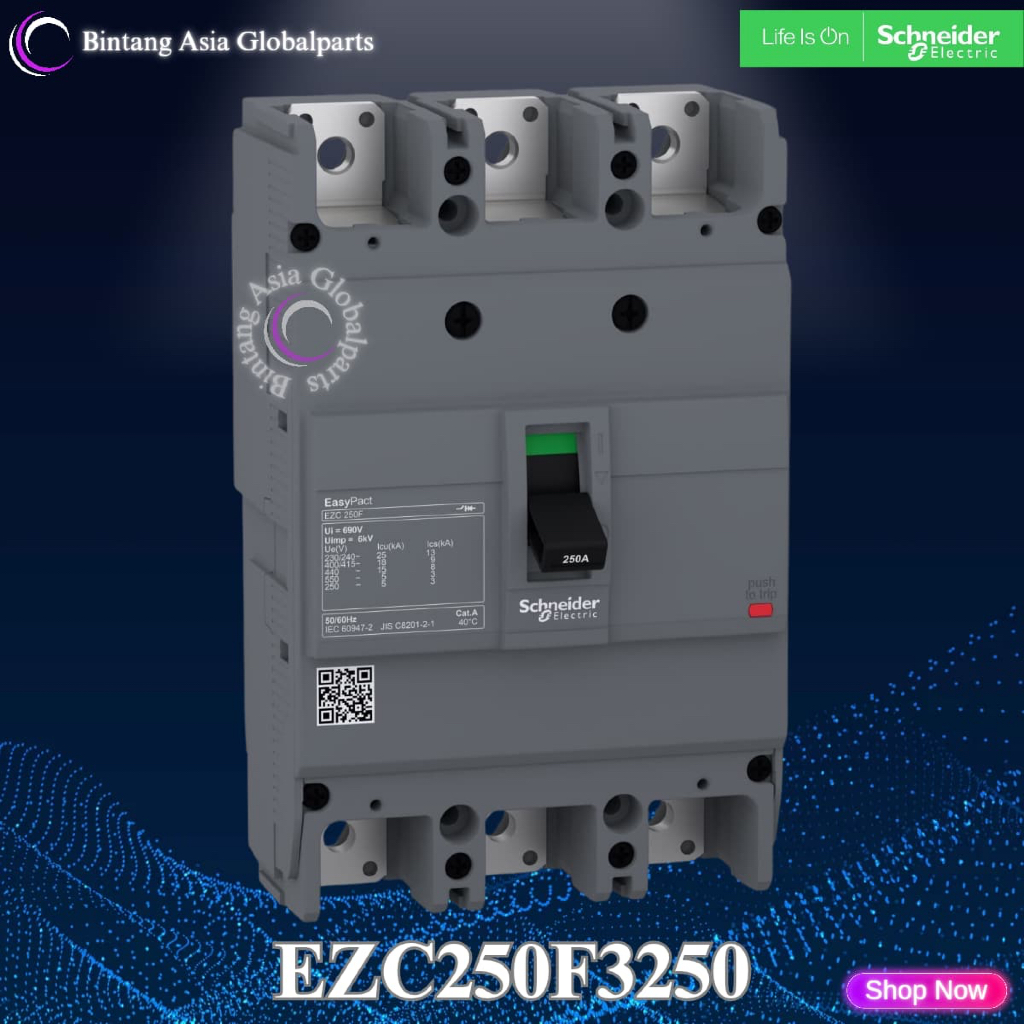 MCCB 3p 250a Schneider EZC250F3250 Original / MCCB EZC250F 3 Phase 250 Ampere / Breaker 3 Pole 250a 