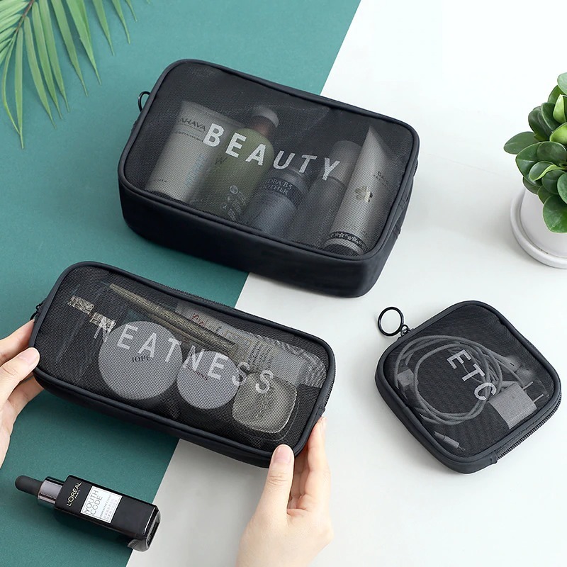 TAS POUCH MODEL KOSMETIK POUCH TRAVEL MAKE UP MODEL JARING BAG ORGANIZER SERBAGUNA BAG ORGANIZER DOM