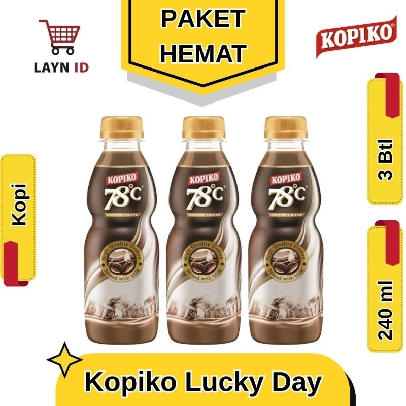

Kopiko 78C PAKET HEMAT 3 BOTOL - Minuman Kopi Latte Pet 240 ml