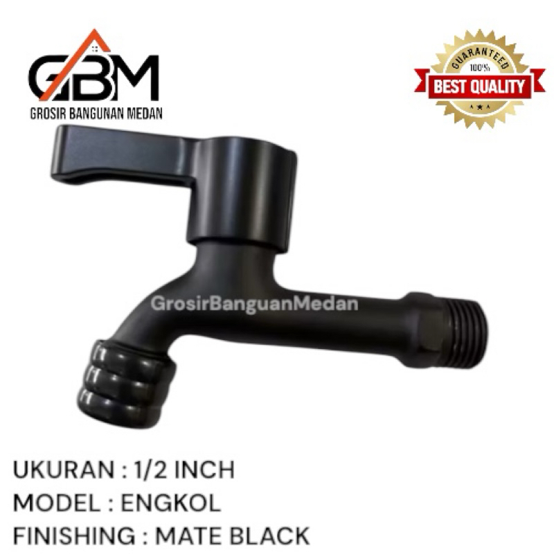 KRAN TEMBOK / KRAN TAMAN HITAM / KRAN AIR HITAM / KRAN WUDHU / KRAN DAPUR 1/2 INCH