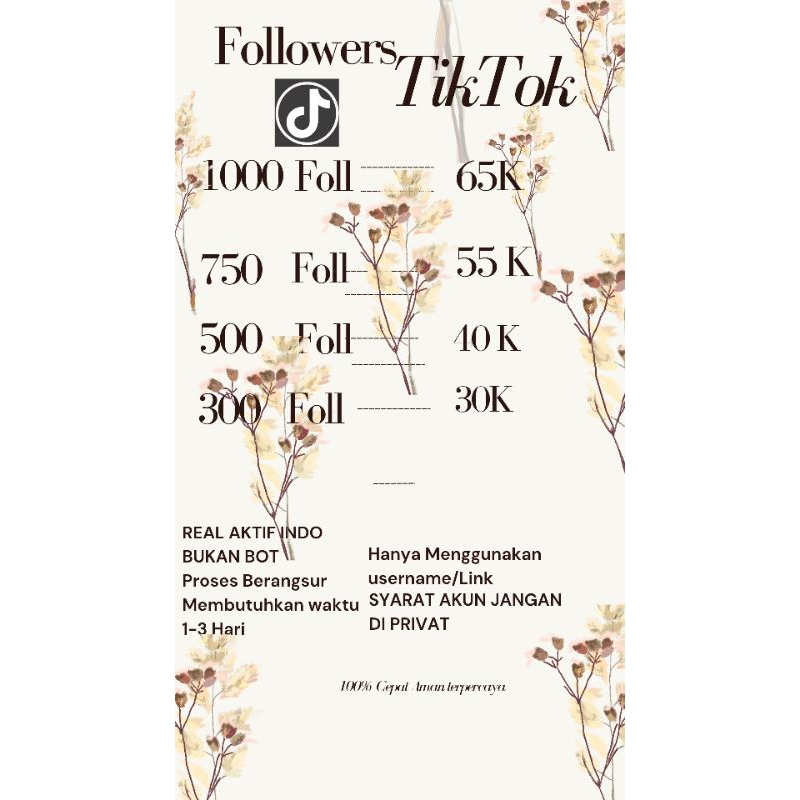 FOLLOWERS TIKTOK REAL AKTIF INDO