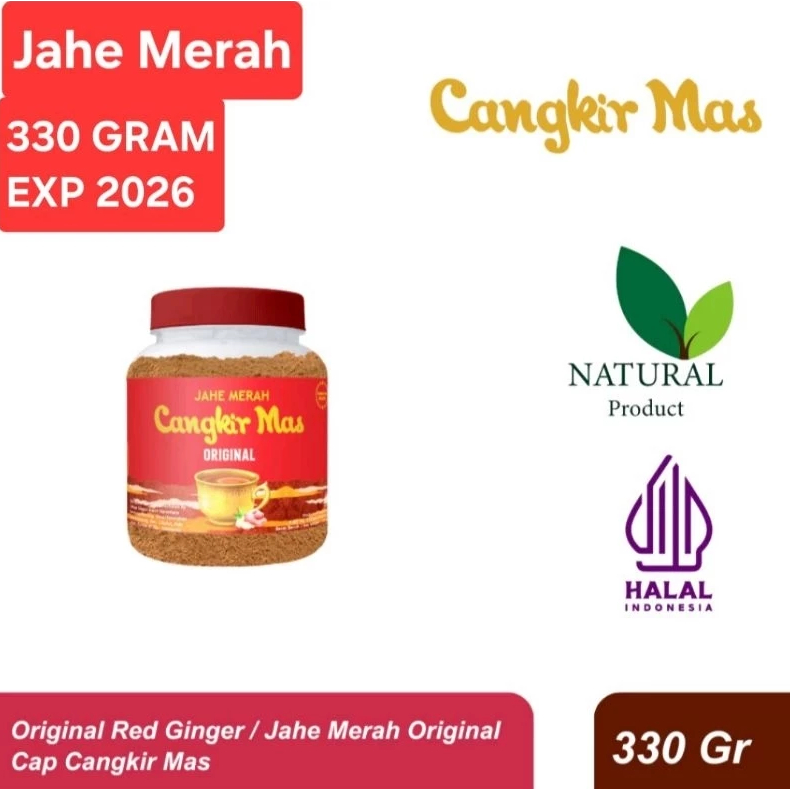 

Jahe Merah Cangkir Mas Original 330gr Temulawak Herbal Alami Serbuk Jahe Merah Untuk Kesehatan Stamina dan Gejala Masuk Angin dan Kesehatan Lambung