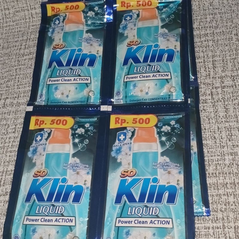 [1 renceng] 12×20ml SoKlin Liquid Varian Power Clean Action Detergen Cair Konsentrat WingsCare