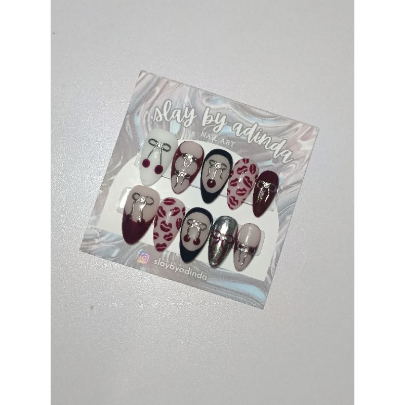 Cherry Bombshell - Press On Slay kuku palsu handmade