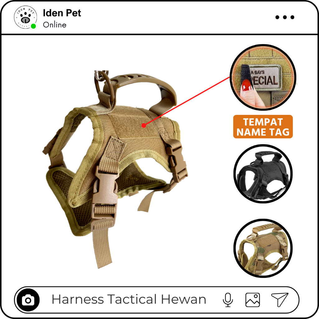 

23bagusmenshop - Harness Kucing Tactical Vest Rompi Anjing Kecil Custom Nama Tali Harnes Outdoor