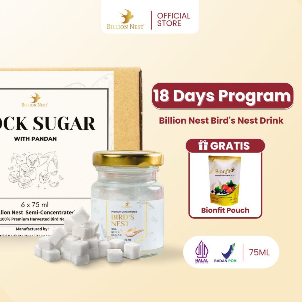 

BILLION NEST - Bundle Stay Fit Minuman Sarang Burung Walet - 18 JAR
