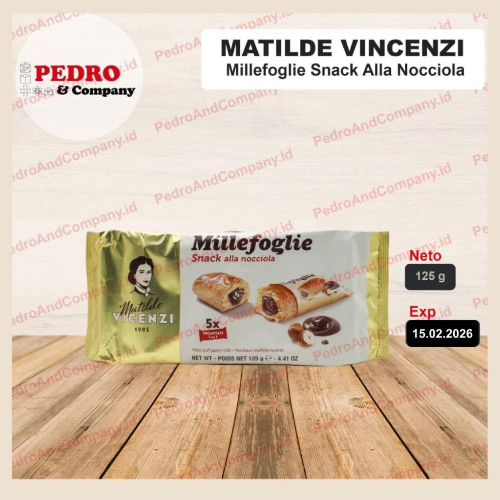 

Matilde vicenzi biskuit puff pastry rolls hazelnut cream krim 125 gr - biscuit import italy
