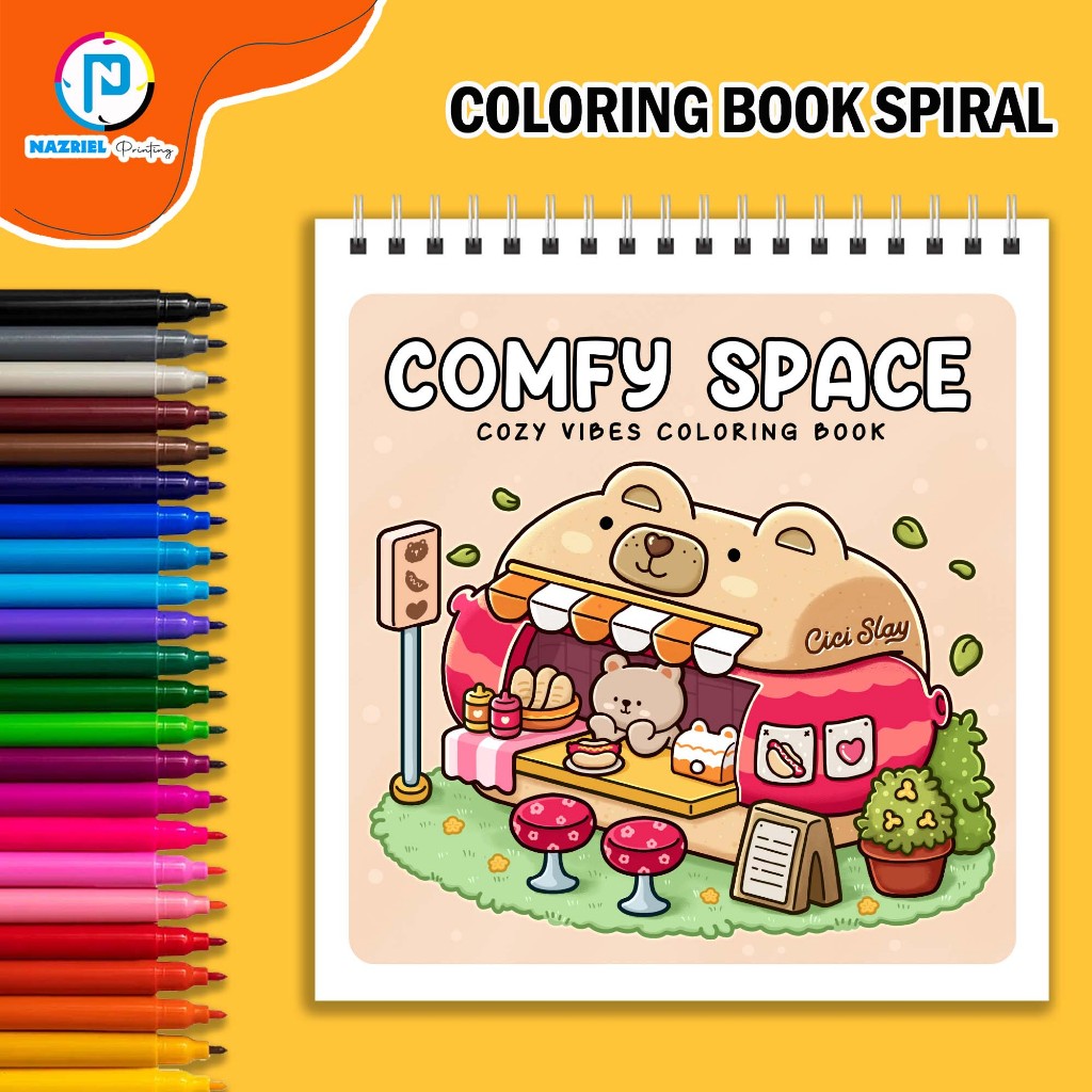 

Comfy Spaces by Cici 41 Page Coloring Book Buku Mewarnai Spiral