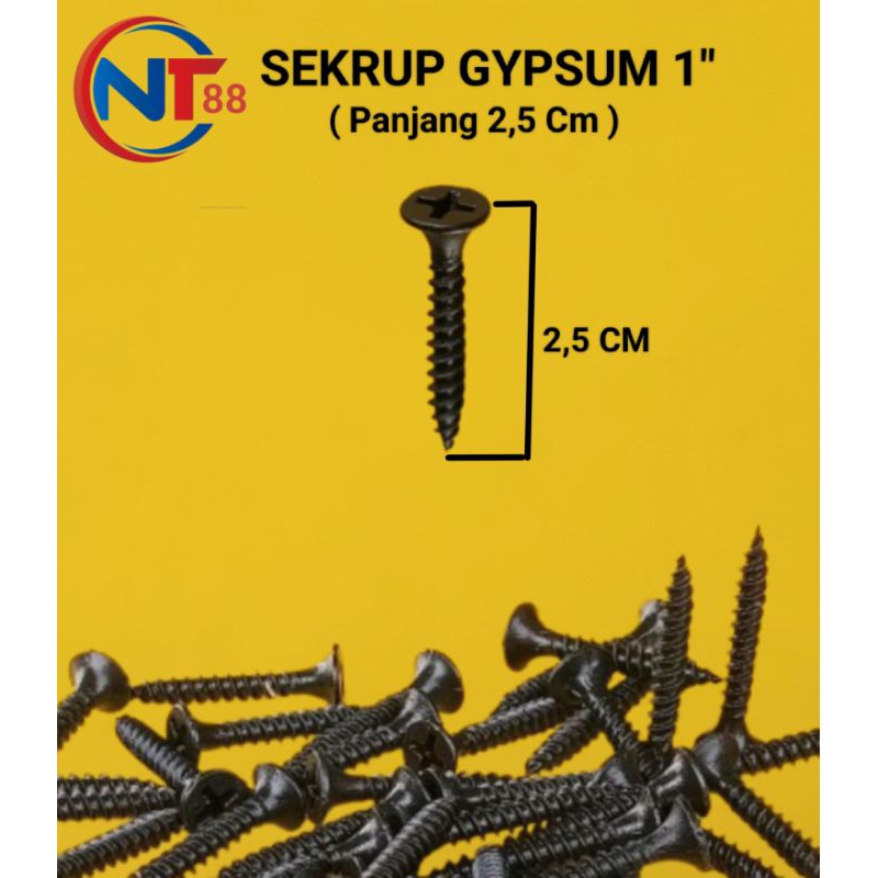 ( 50 PCS ) SEKRUP 1" Inc SEKRUP 2,5 CM SEKRUP GYPSUM GIPSUN / KAYU dll SEKRUP 2 1/2 Cm PAKU SEKRUP 1