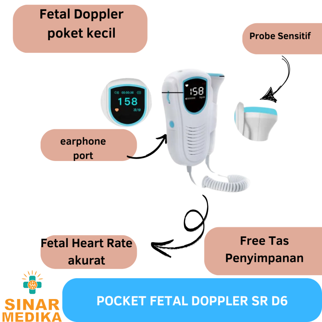 Serenity Fetal Doppler SR-D6 with LCD Display - Doppler Probe for Detecting Fetal Heartbeat