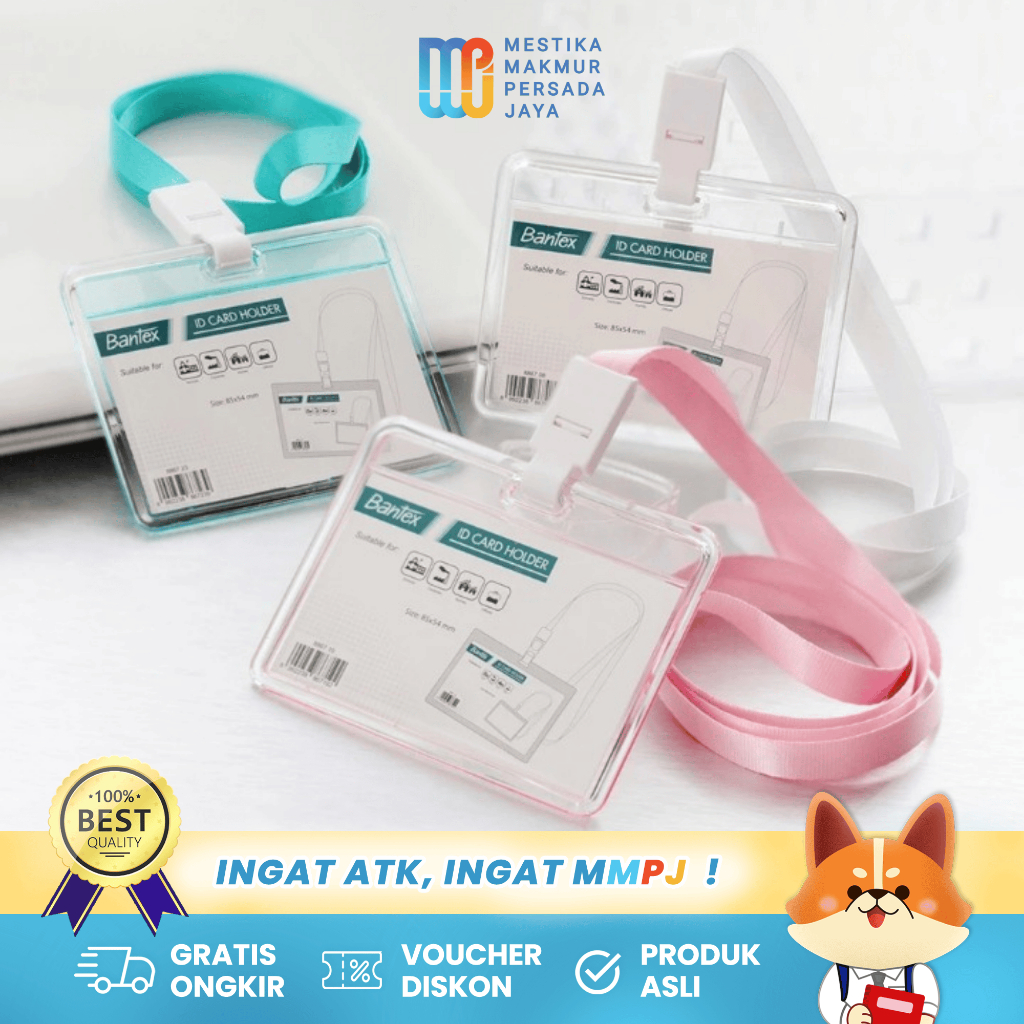 

Bantex ID Card Akrilik Dengan Tali Lanyard - Name Tag / Card Holder / Tempat Kartu Nama 8867