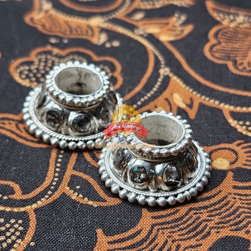 Mendak Perak Asli Batu Permata Inten -Aksesoris Warangka