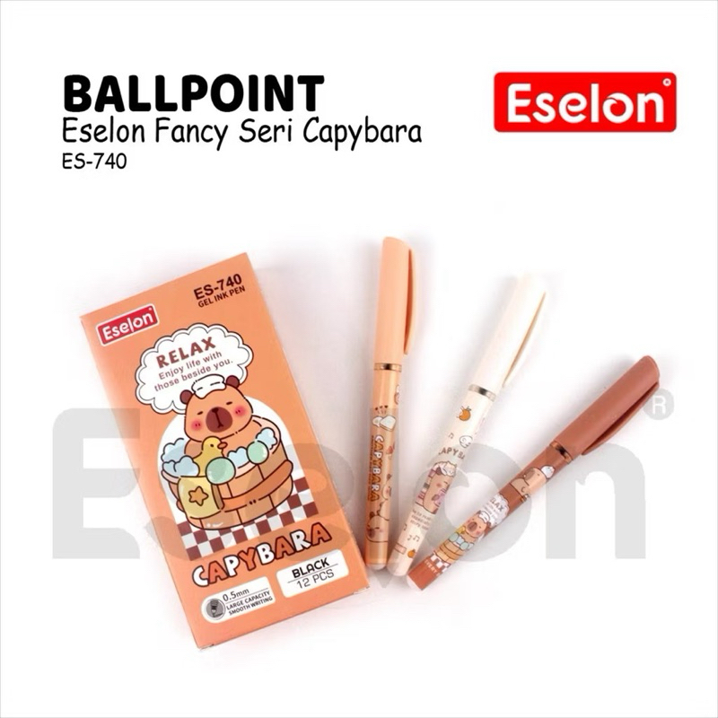 

(1 PAK ISI 12 PC) BOLPEN GEL ESELON CAPYBARA ES-740| BOLPOINT GEL PULPEN GEL