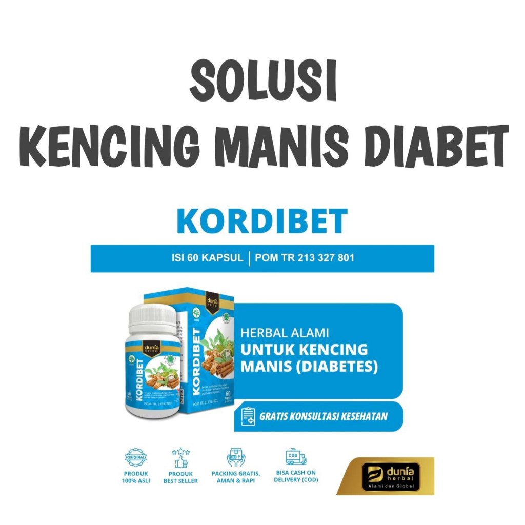 

Kordibet Obat Herbal Kencing Manis Hipertensi Diabetes Luka Sulit Kering Gangren - CV Dunia Herbal