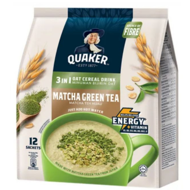 

QUAKER Malaysia 3in1 Matcha Green Tea Oat Sereal 28 Gr per Sachet