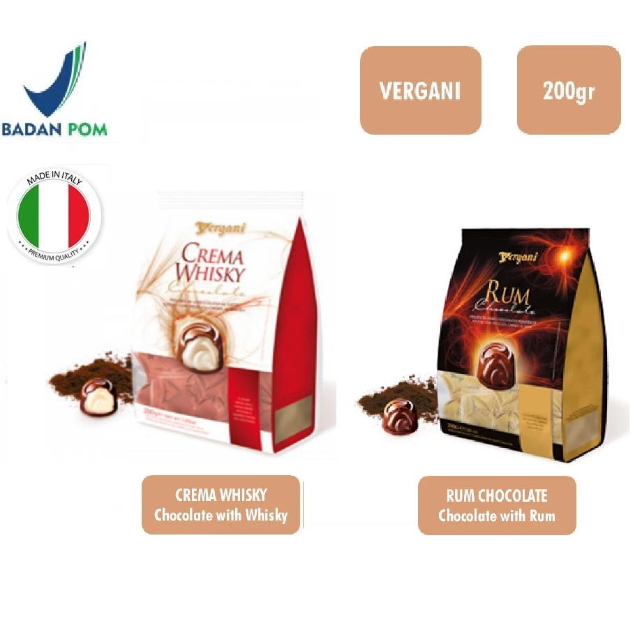 

Vergani Rum Chocolate, Crema Whisky 200 gr impor