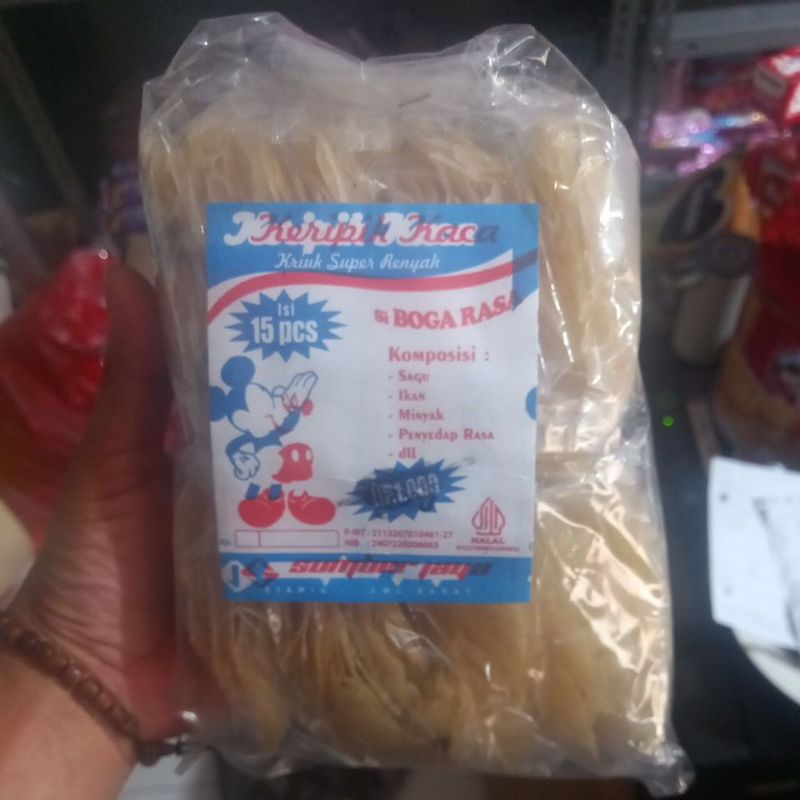 

keripik kaca rasa original renyah dan gurih 1 pak isi 15pcs