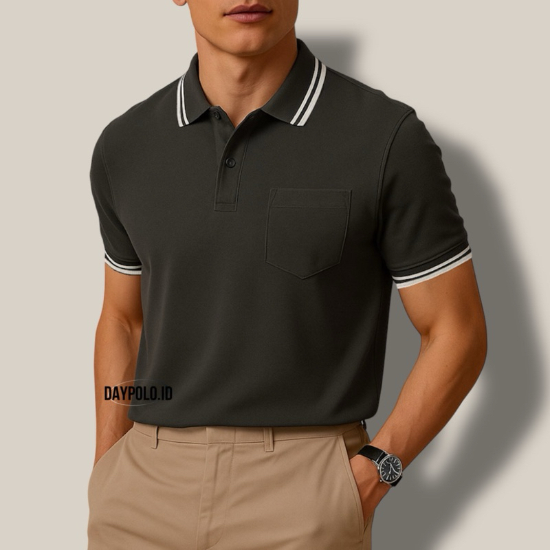 Kaos Kerah Pria Saku / Baju Polo Shirt Pria Saku / Atasan Kerah Saku Pria