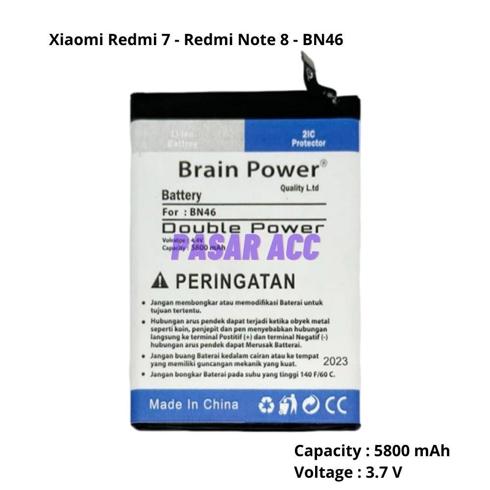 Baterai Suport BN46 - Redmi 7 - Redmi note 8 - Redmi Note 6  Double Power Brain Power