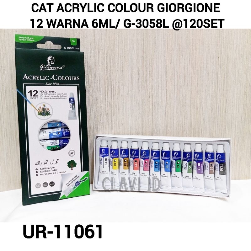 

Cat Minyak / Acrylic/Textil/Kaca/Water Colour Giorgione 12 Warna 6ML