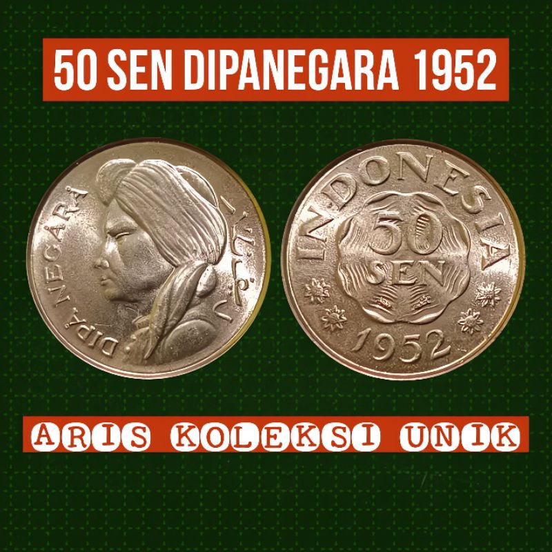 koin 50 sen dipanegara tahun 1952 - 1957