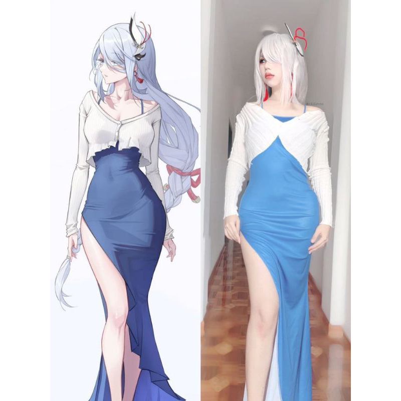 Shenhe daily genshim impacht GI shenhe kostum cosplay