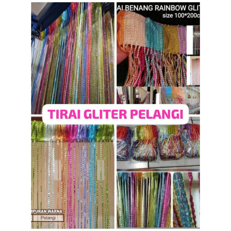 TIRAI GLITER PELANGI / TIRAI PINTU / TIRAI PEMBATAS RUANGAN / TIRAI TERMURAH