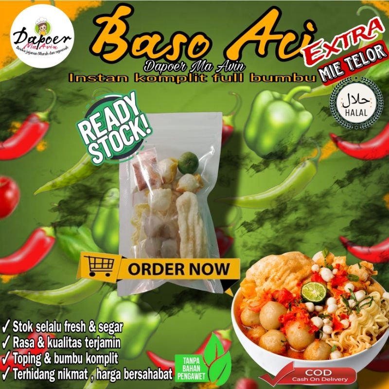

1 Bungkus Baso Aci Instan Extra mie telor Khas Bandung Komplit Full Bumbu Pedas / Bakso olahan / Baci Kuah / Boci Homemade - Makanan Cemilan Viral
