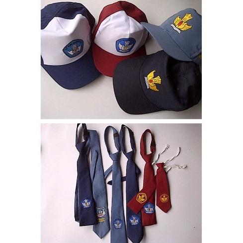 Topi SD SMP SMA SMK Bordir Topi sekolah SD Merah polos Merah Putih SLTA Biru Polos Biru putih abu2 a