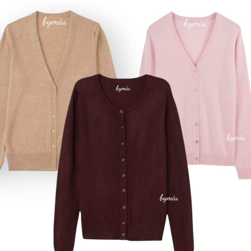 Cardigan Knit Katun Polos Wanita Lengan Panjang Maroon Murah| Outer Basic Korea Style | ByMiu