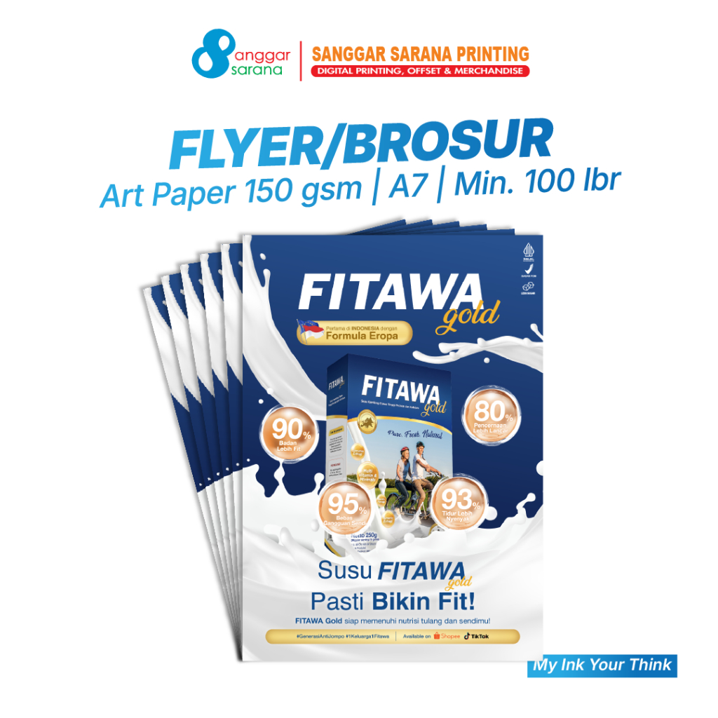 

Brosur/Flyer Custom Bahan Art Paper 150 gsm 1 sisi | 2 sisi ukuran A7 MIN 100 lembar
