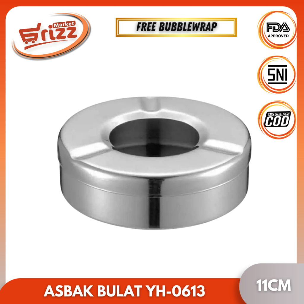 YH-0613 Asbak stainless tahan angin dengan penutup,ukuran paling besar | asbak seng bulat Tutup Stai