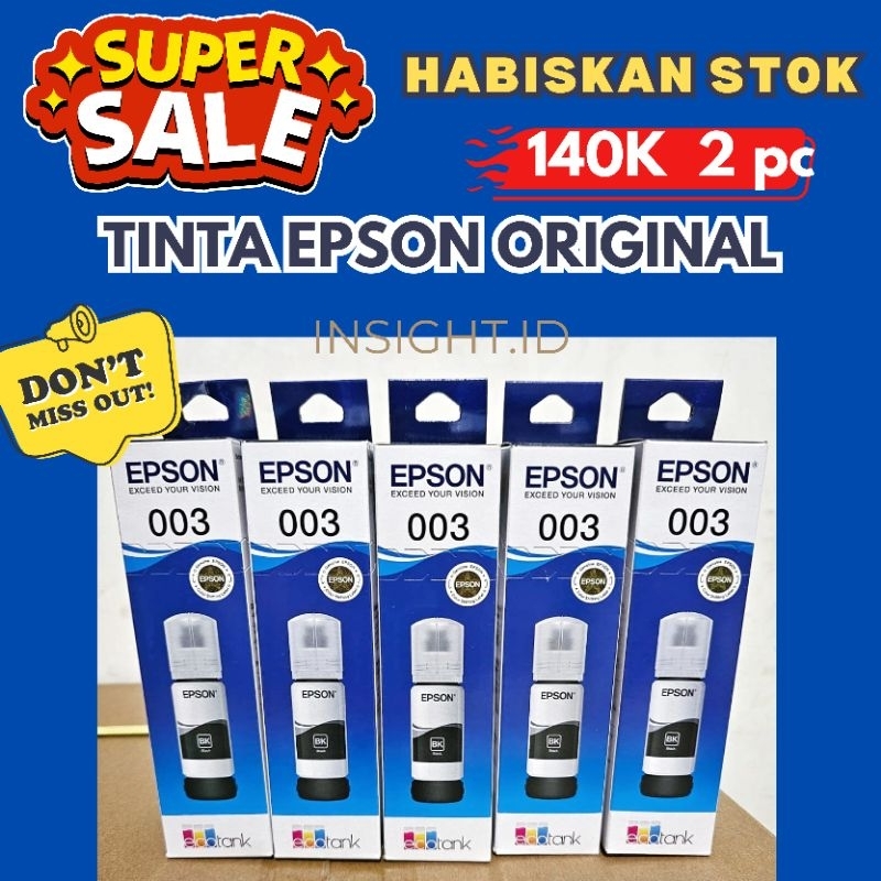 Tinta Epson 003 original black Tinta printer L120 L3210 L3550 L5290 L5590