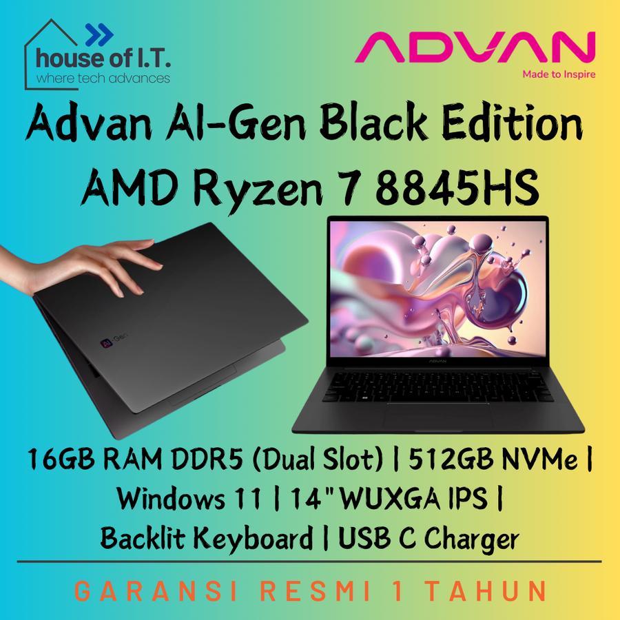Advan Ai Gen Ryzen 7 8845HS 16GB DDR5 Dual Slot 512GB NVMe Windows 11 14"WUXGA IPS - Advan AI-Gen AM