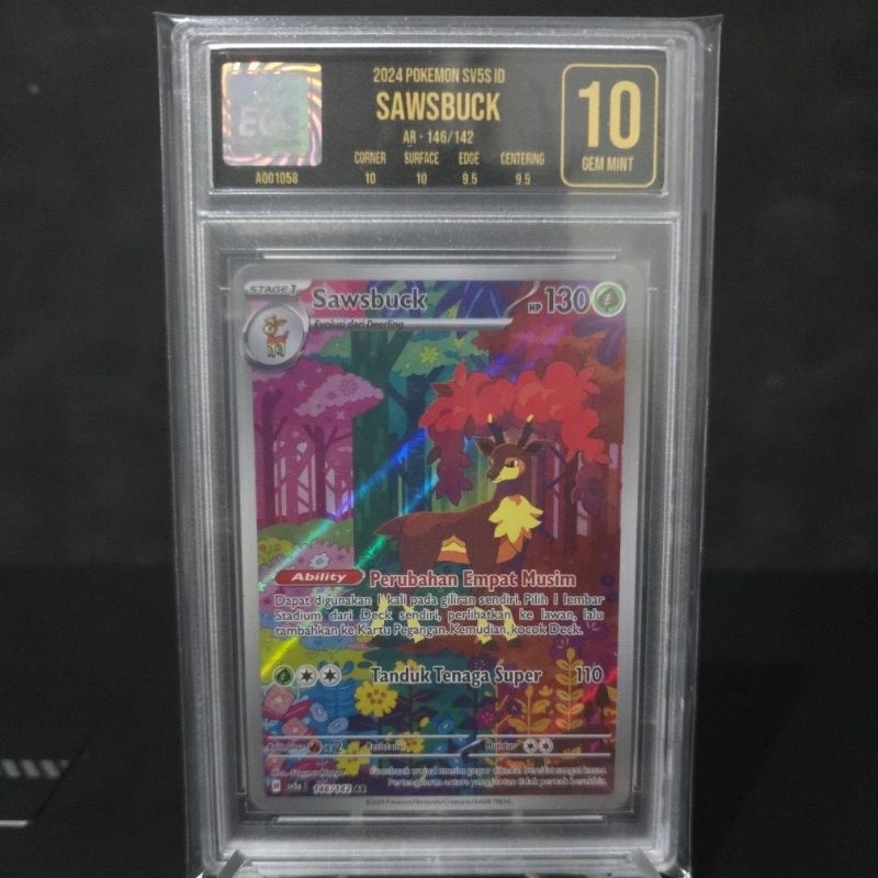 sawsbuck ar original kartu pokemon egs 10 gem mint asli indonesia slab grading