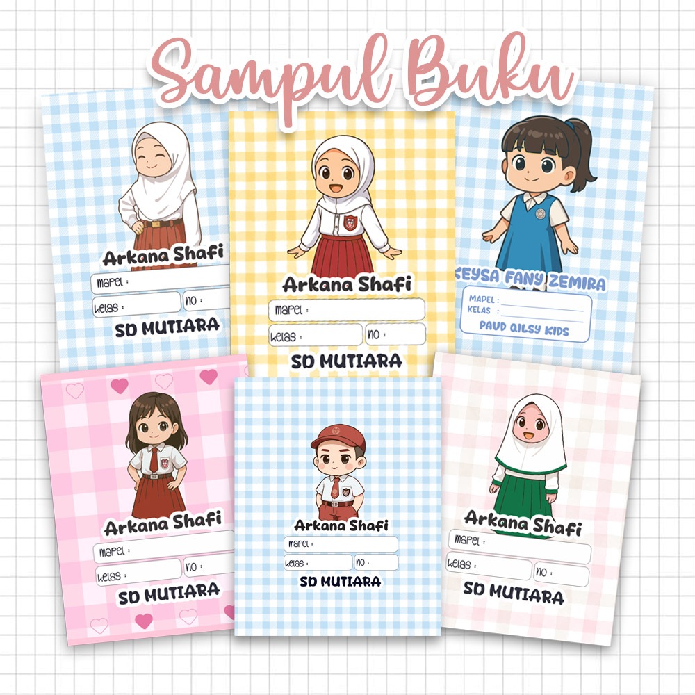 

SAMPUL BUKU SATU LEMBAR CUSTOM NAMA UNTUK SEKOLAH TK SD