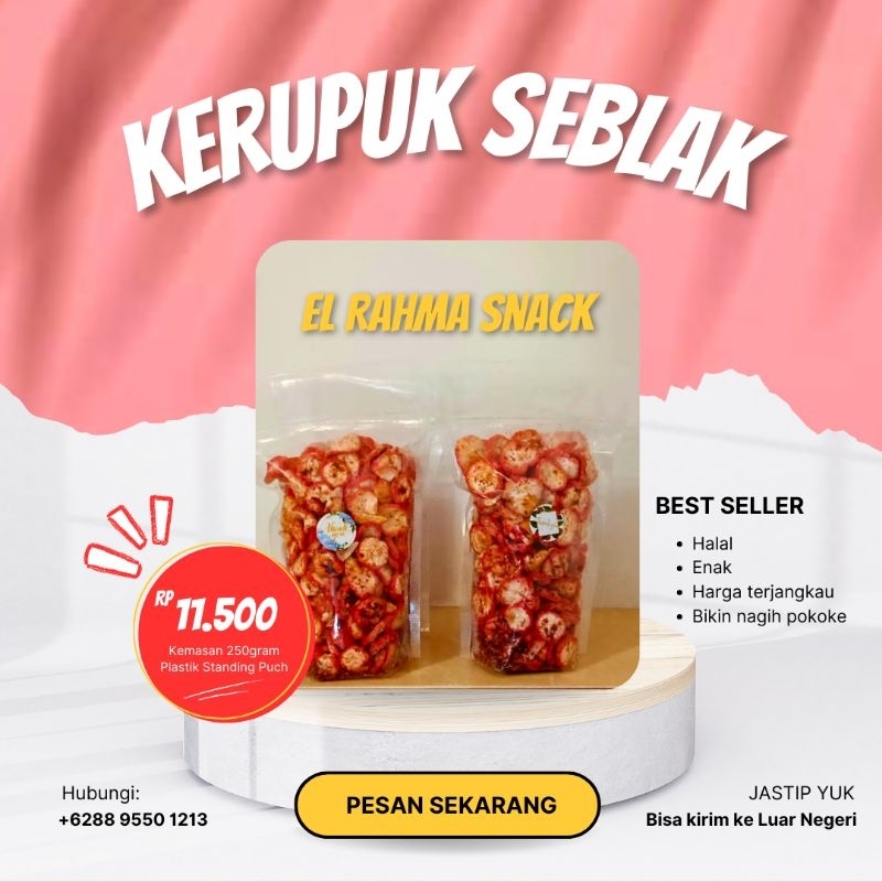 

KERUPUK SEBLAK KENCUR KEMASAN 250GRAM GROSIR
