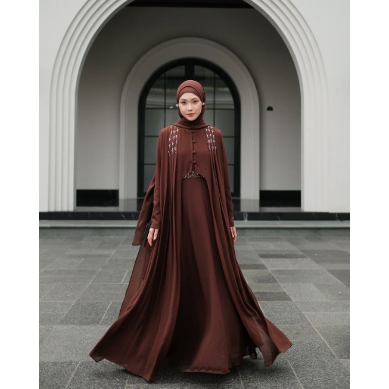Haneen Abaya Wanita Muslim Ceruty Baby Doll/Abaya Wanita Turkiye/Gamis Abaya Wanita Terbaru