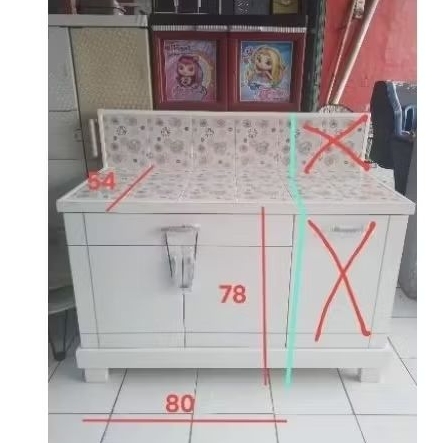 CUSTOM MEJA KOMPOR KAYU RAK DAPUR KERAMIK TAHAN PANAS 2 PINTU