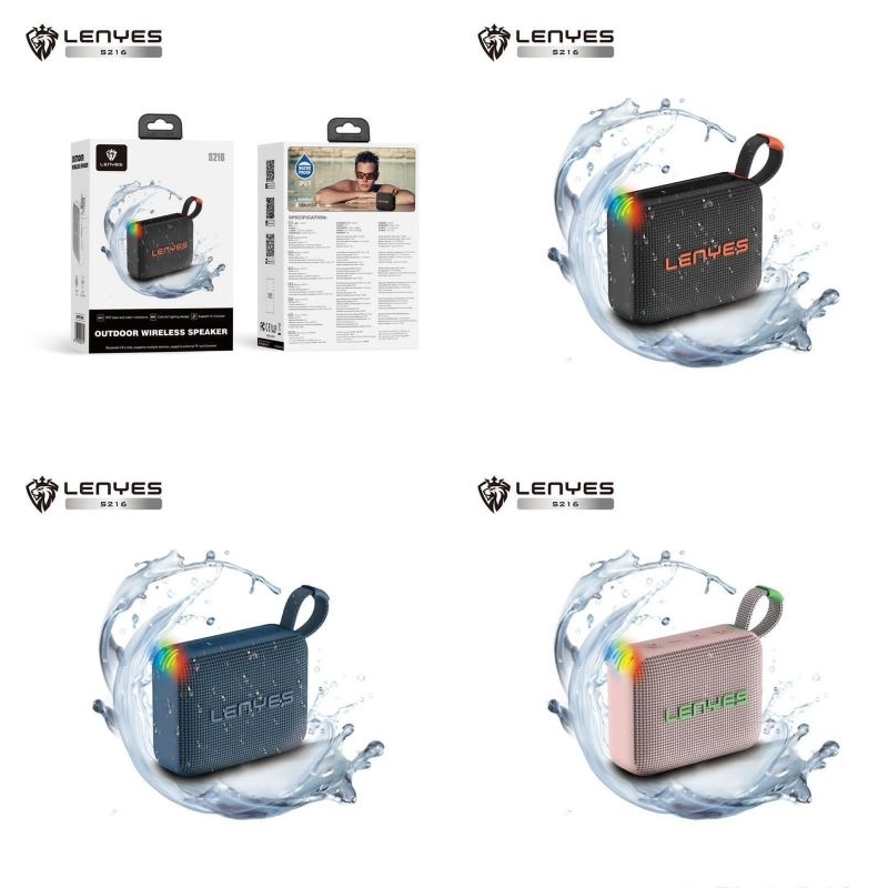 MM - SPEAKER LENYES S216 Wireless Speaker Bluetooth 5.3 Portable Waterproof IPX7 RGB Light Musik Box