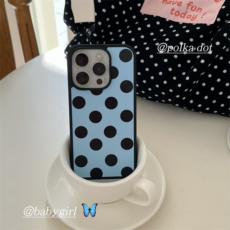 GLEAMSWEAR.ID | BLUE BLACK POLKADOT ZHAO LUSI CASE IPHONE 13 14 15 16 PRO PROMAX