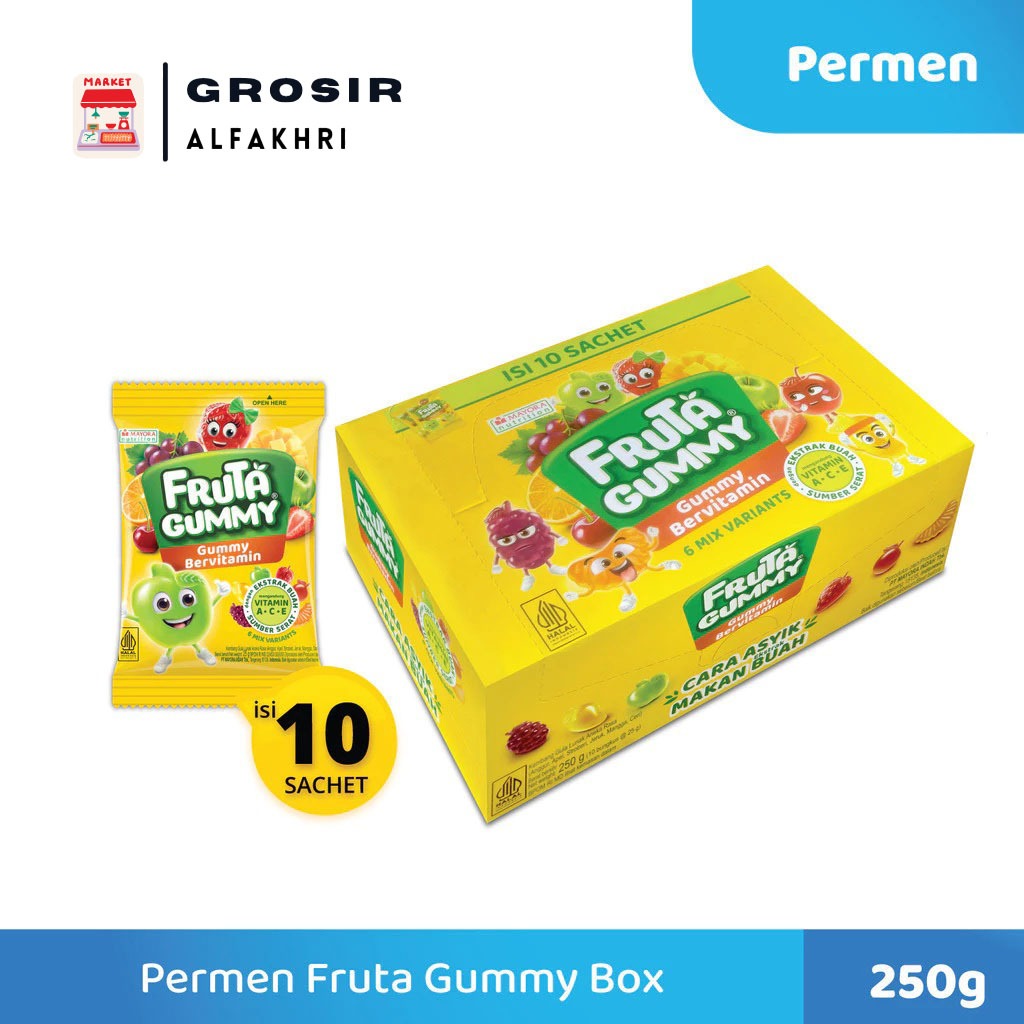 

PERMEN FRUTA GUMMY BOX 25GR ( ISI 10 )