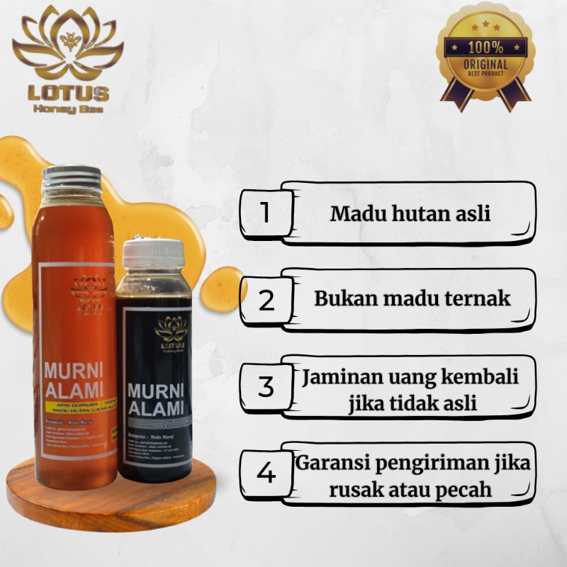 

Madu murni asli tanpa campuran dari hutan ujung kulon banten lotus honey bee DORSATA