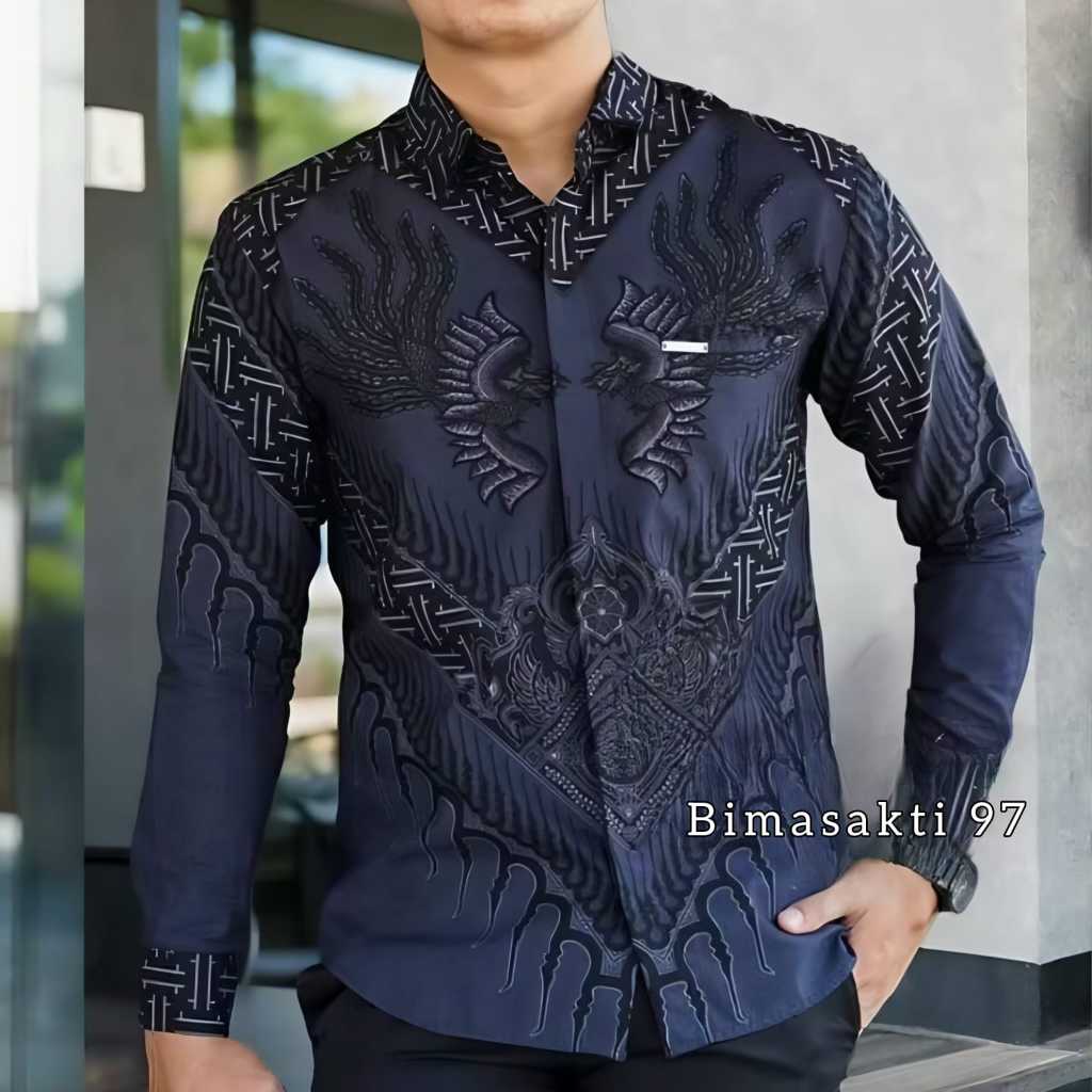 kemeja pria lengan panjang batik  kantor  Kemeja Batik Reguletfit  Tyaga Batik - christo batik