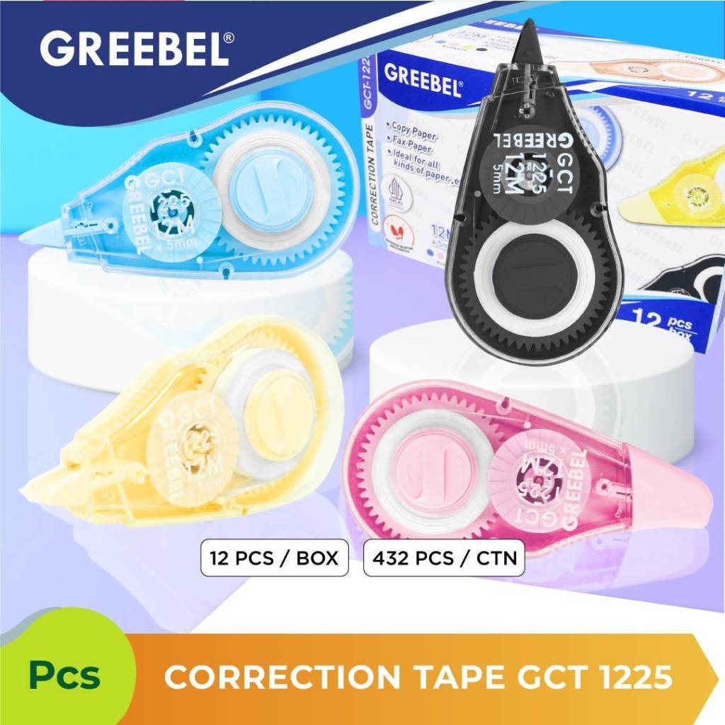 

[PAPERANDPLAY] GREEBEL CORRECTION TAPE GCT-1225 | Tip Ex Kertas Roll Pita / Koreksi Pulpen
