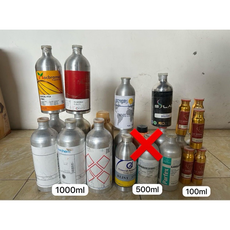 Kaleng Bekas Parfum kondisi baik 1L & 100ml mix 250ml
