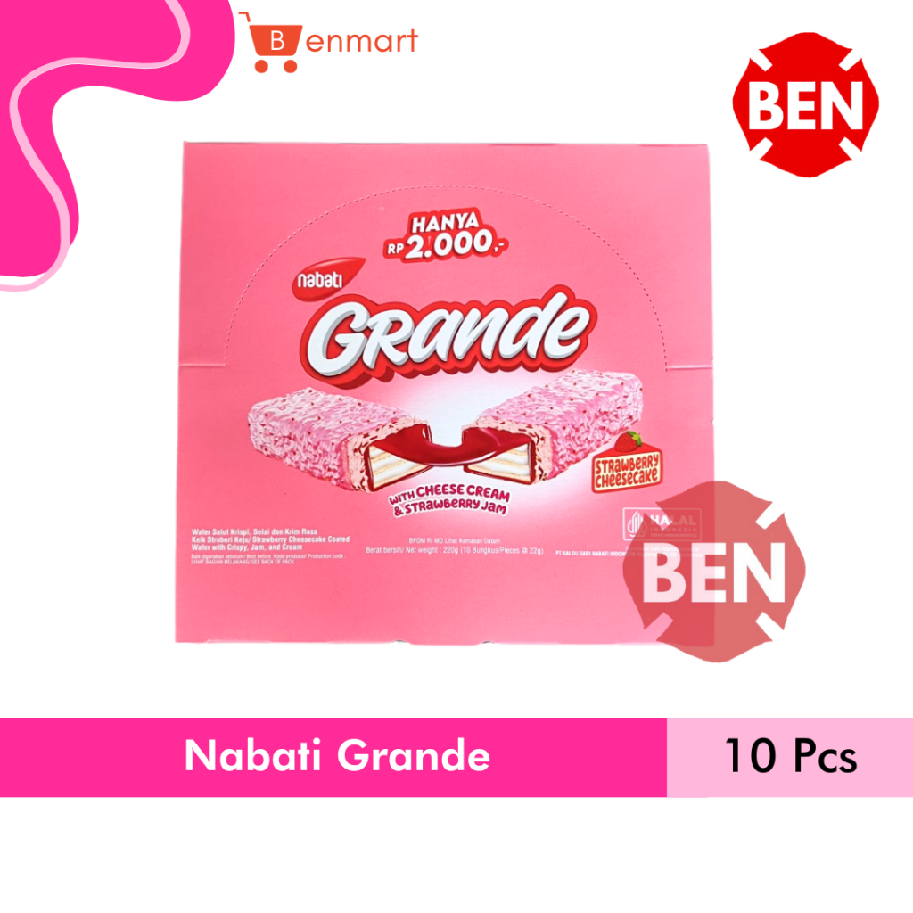 

Nabati Grande STRAWBERRY CHEESE CAKE 1 Pak Box 10 Pcs - Pink Stroberi Keju Cheese Cream Strawberry Jam Cheesecake